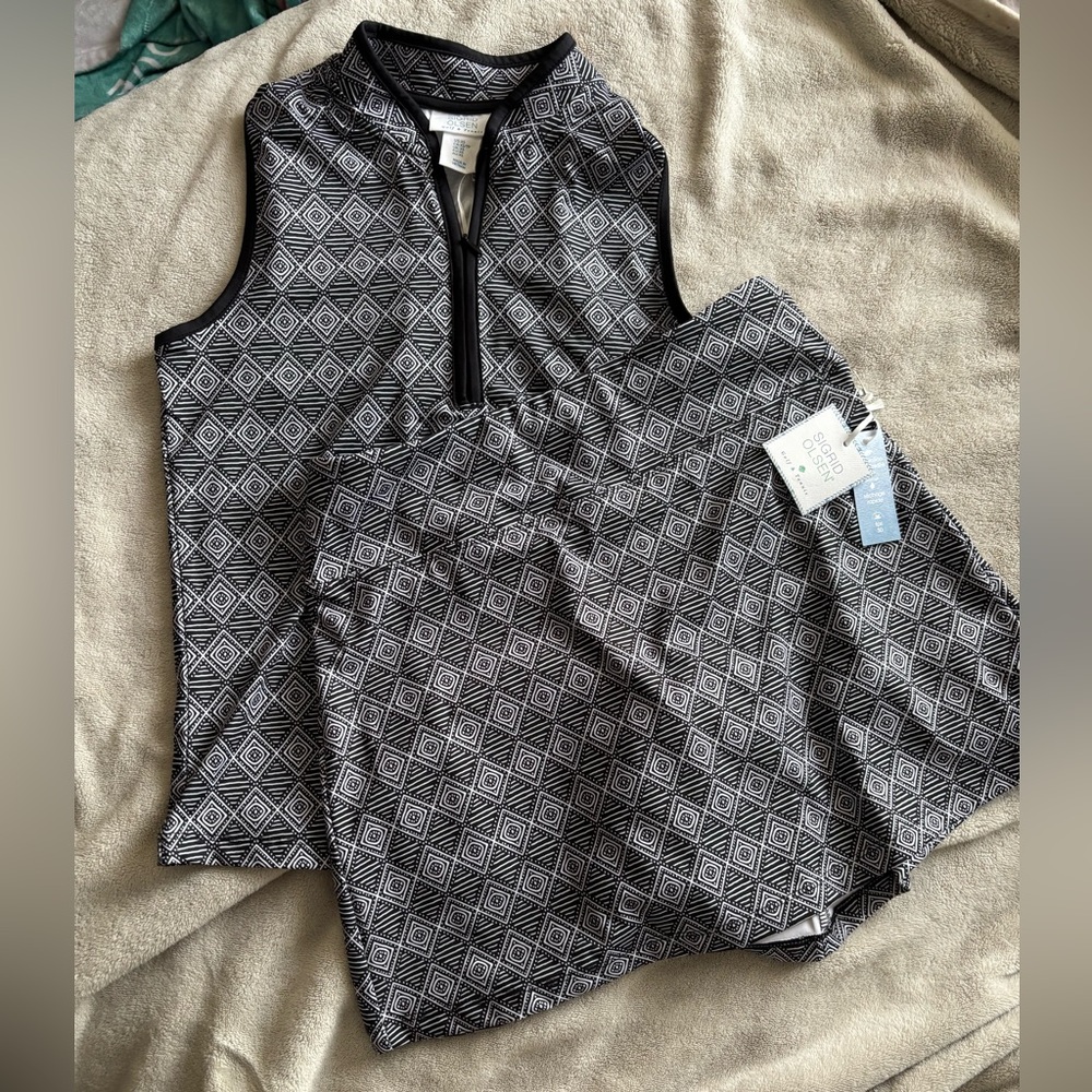 NWT Sigrid Olsen Black and White Top AND skort